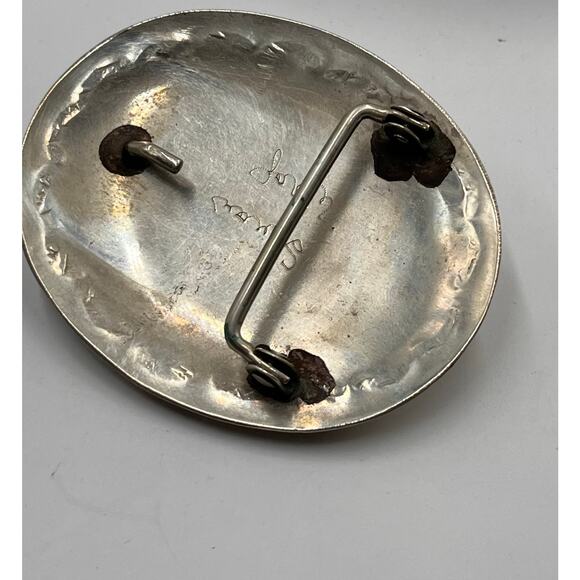 Squaw Wrap Vintage Native American Turquoise Coral Buffalo Nickel Belt Buckle - Picture 7 of 8